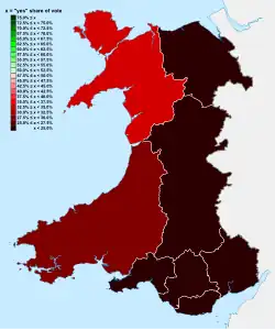 Map of results by county
