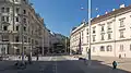 The beginning of the street at the Museumsquartier