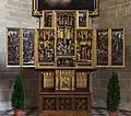 Winged triptych made in part by Jan van Wavere in 1520.