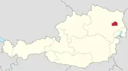 Vienna highlighted in Austria