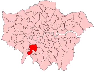 Wimbledon boundaries in Greater London from 2024
