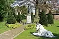 Sacred Heart statue with lion