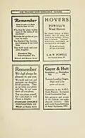 Faux ads accompanying the story