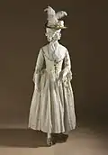 Robe a l'anglaise. Front view of dress in previous image.