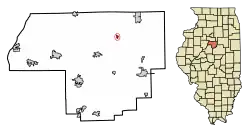 Location of Benson in Woodford County, Illinois.