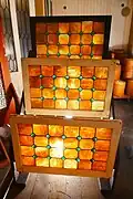 Stained glass windows in storage