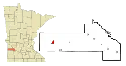 Location of Canby within Yellow Medicine County, Minnesota