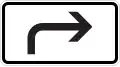 After the right turn, a hazard exists (another sign defining the hazard would be above)