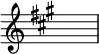   {
\override Score.TimeSignature #'stencil = ##f
\relative c' {
  \clef treble \key a \major
  s1
} }
