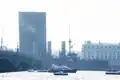 Aurora towed through drawbridge toward Kronstadt (2014)
