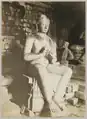 Céphas near the Buddha sculpture in Tjandi Mendoet
