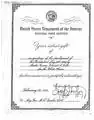 National Park Service Certificate